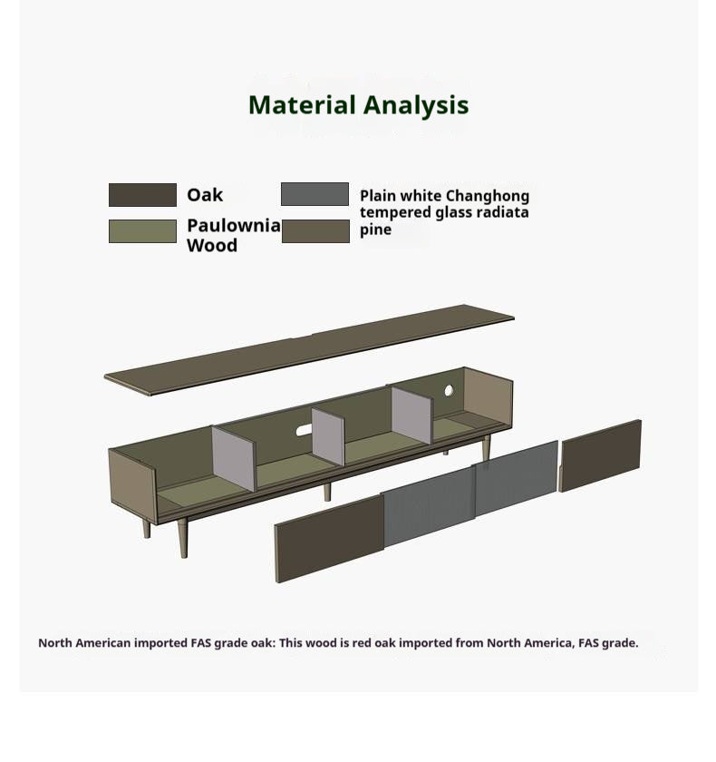 Oak Solid Wood TV Cabinet Modern