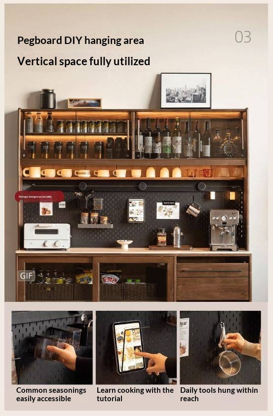 Black Walnut Solid Wood Italian-Style Sideboard – Sleek Buffet Cabinet