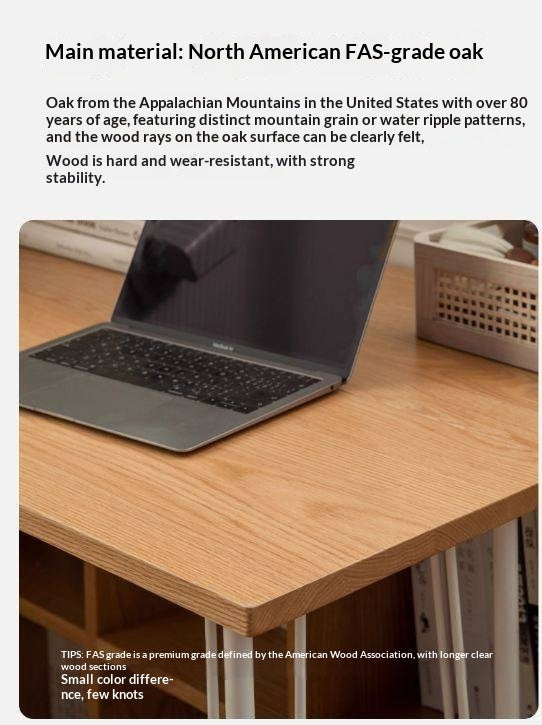 Oak, Beech Solid Wood Shelves Office Desk