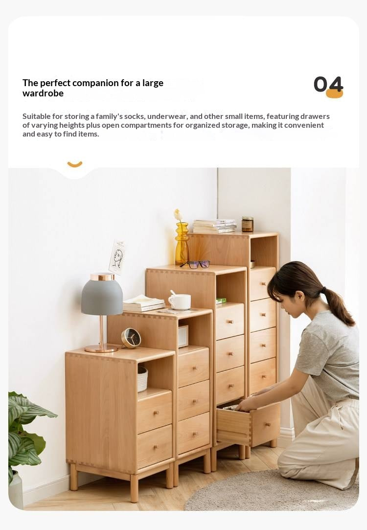 European Beech Solid Wood Storage Side Cabinet Combination
