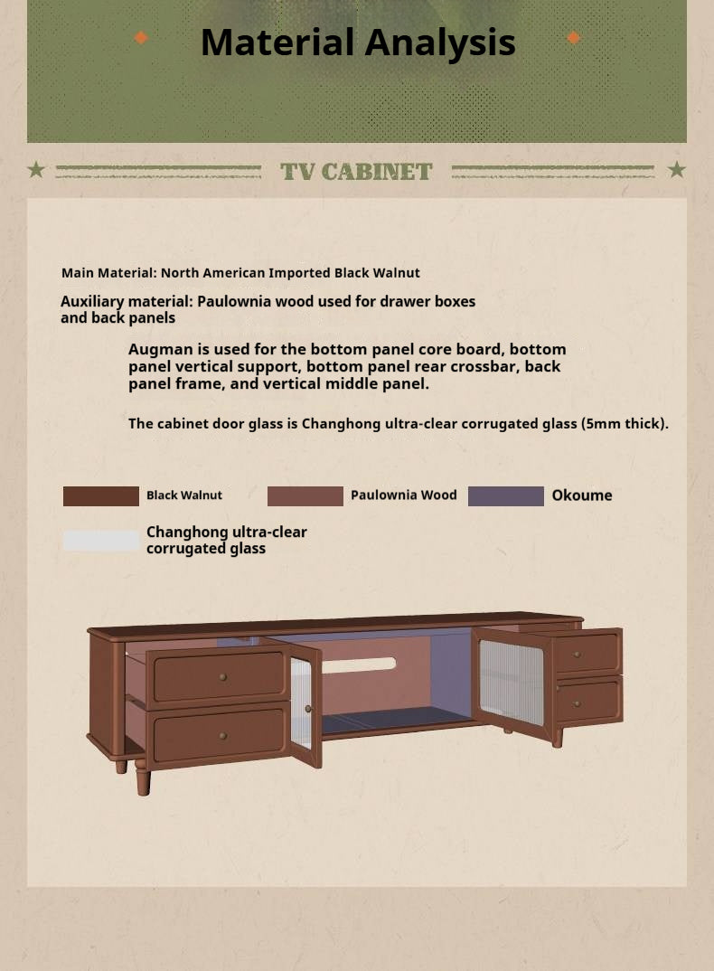 Black Walnut, Sandalwood Solid Wood American Retro Locker TV Cabinet.