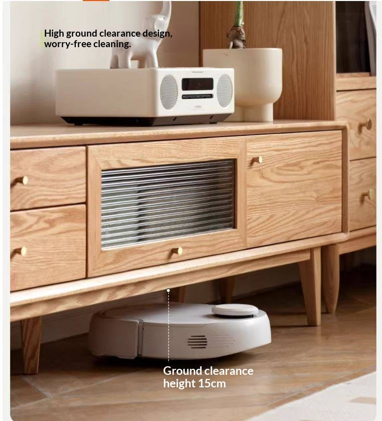 Oak Solid Wood Flip Door TV Cabinet.