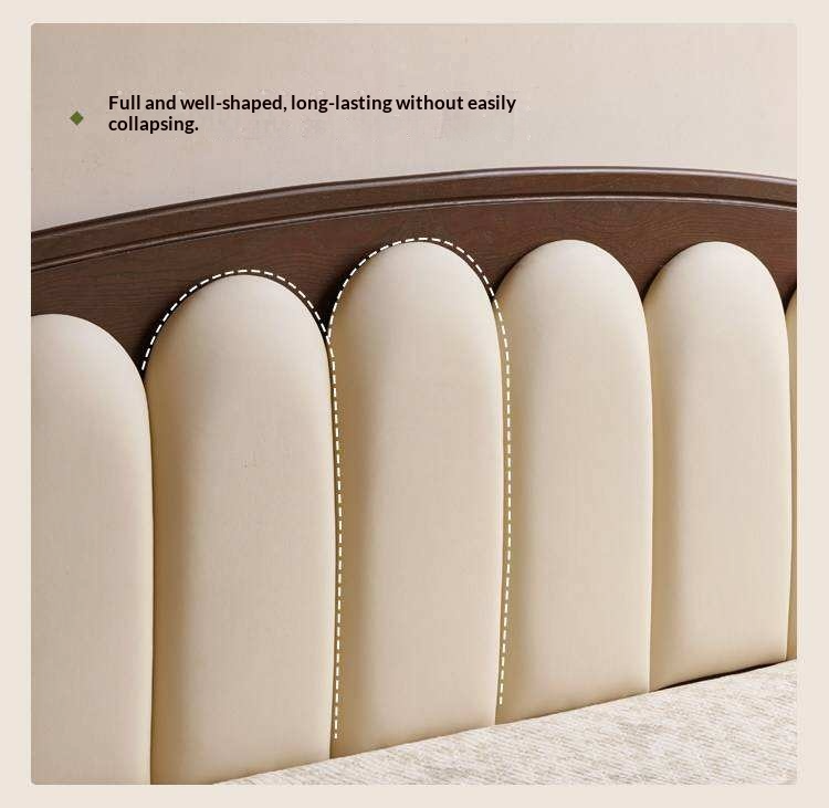 Ash Solid Wood Arched Channel Tufted Platform Bed with Turned Posts