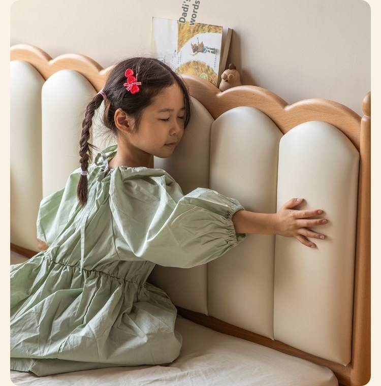 Oak, Beech Children's Bed — Simple Design with Soft-Padded Headboard