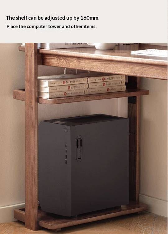 Black Walnut, Ash Solid Wood Desk Bookshelf