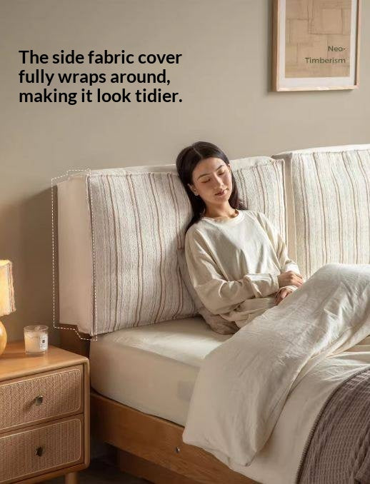 Fabric Bed Headboard Pillow with Large Removable Backrest Cushion