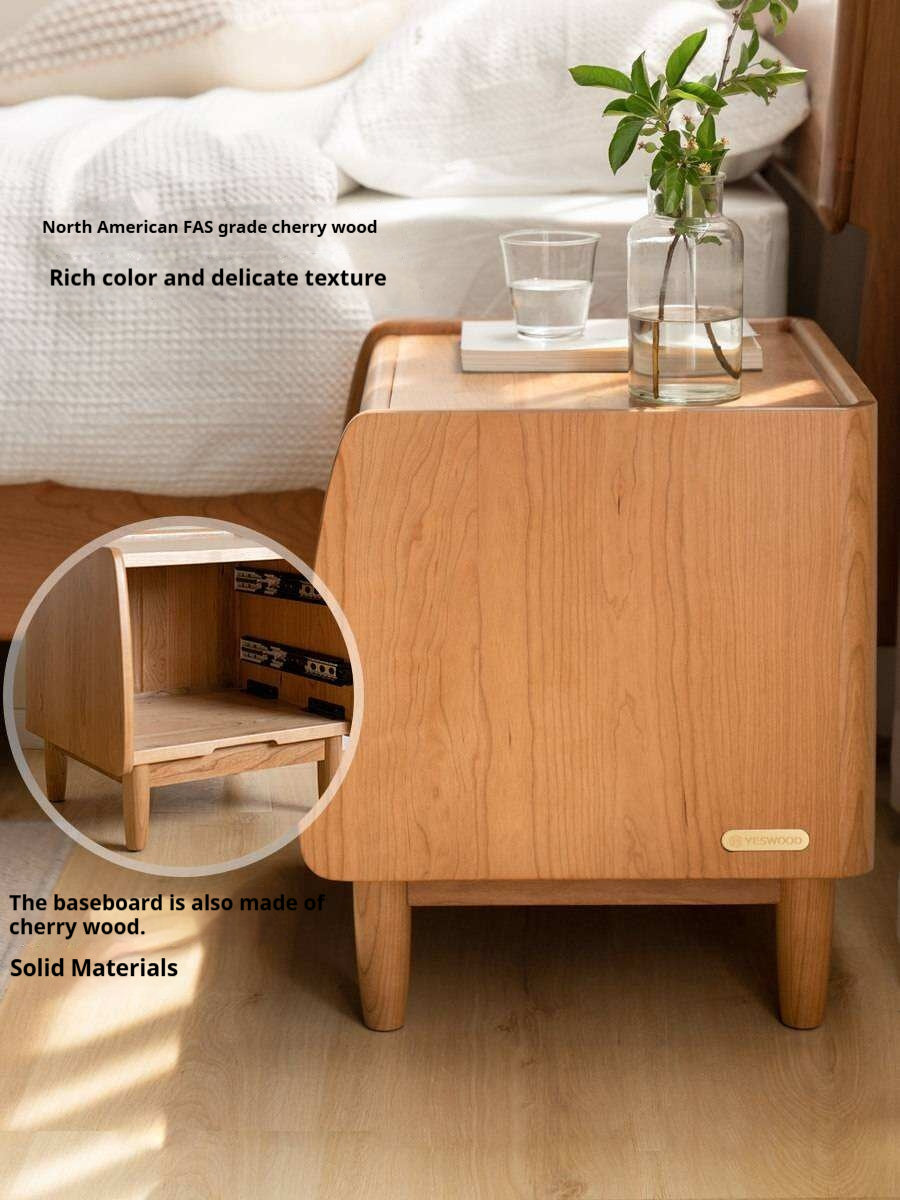 Cherry Wood Waves Nightstand.