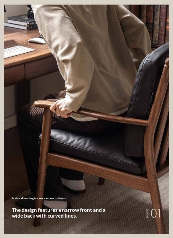 Black Walnut Solid Wood Light Luxury Style Soft Armchair