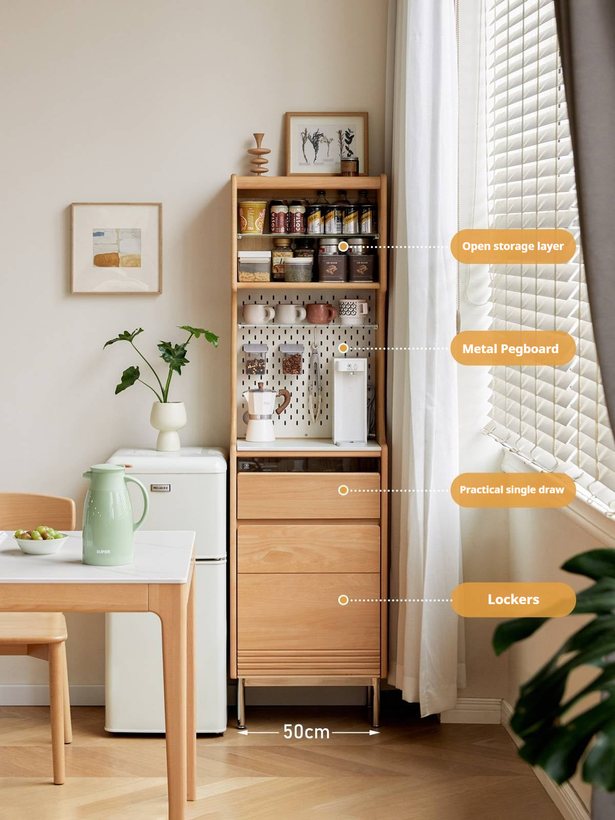 Beech Solid Wood Rock Board Dining Sideboard