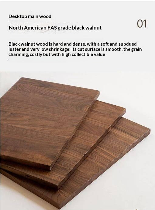 Black Walnut, Sandalwood Solid Wood Round Coffee Table Italian Light Luxury.