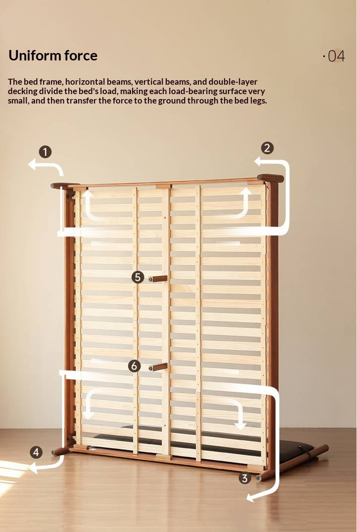 Poplar Solid Wood Vintage Soft Backrest Bed