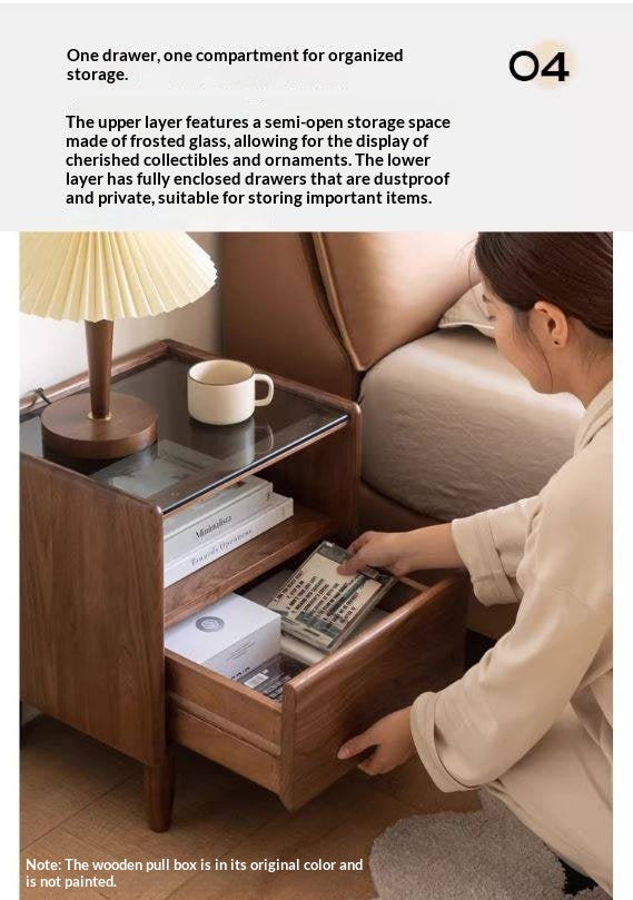 Black Walnut, Catalpa, Sandalwood Solid Wood Nightstand Modern Minimalist