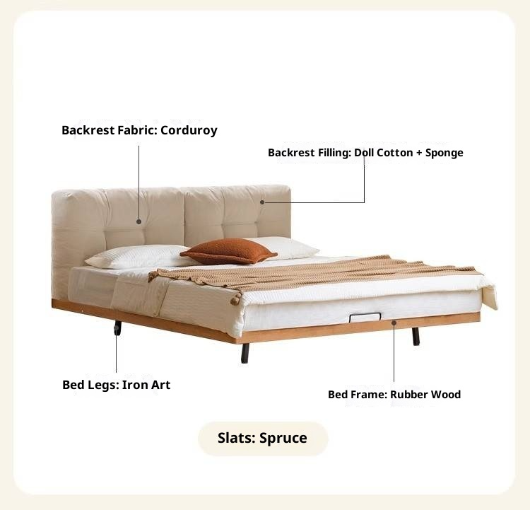 Rubberwood Solid Wood Floating Soft Upholstery Bed