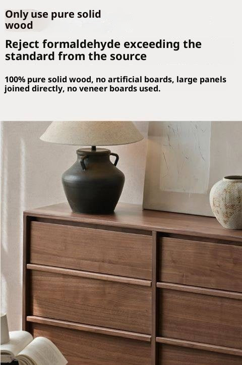 Black Walnut, Sandalwood, Oak Solid Wood Skeleton Line Chest of Drawers