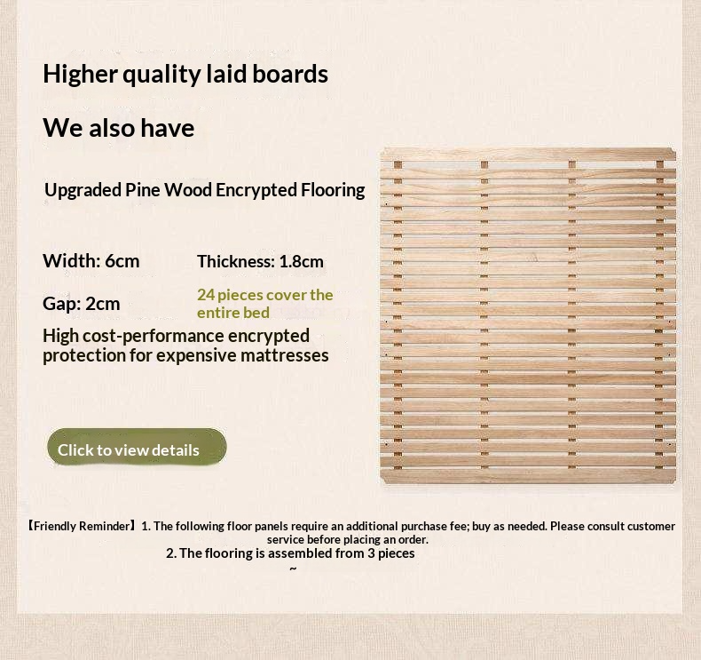 Rubberwood Solid Wood Bed with White Cream Style Large Box Frame