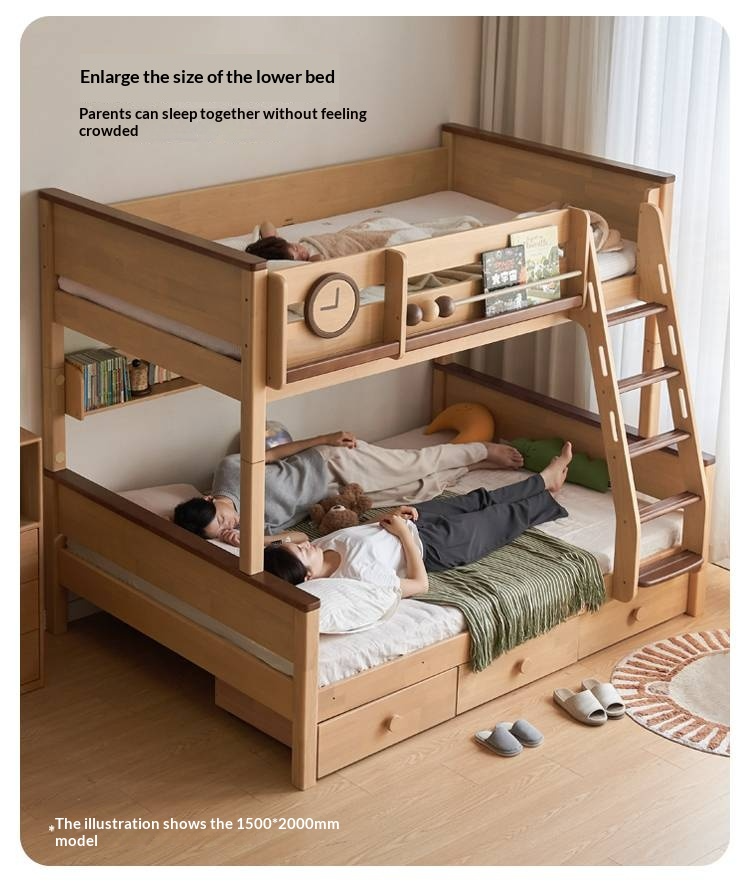 Rubberwood Solid Wood Children's Bunk Bed