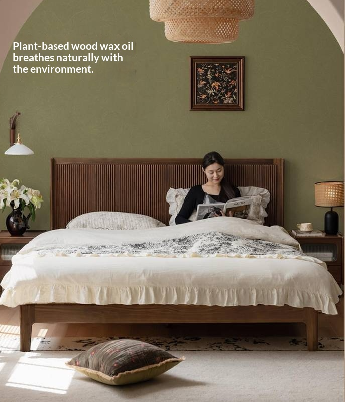 Black Walnut Solid Wood Italian Light Luxury Retro Bed