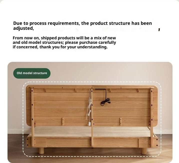 Oak, Ash Solid Wood Luminous Suspended Bed, Nordic Style