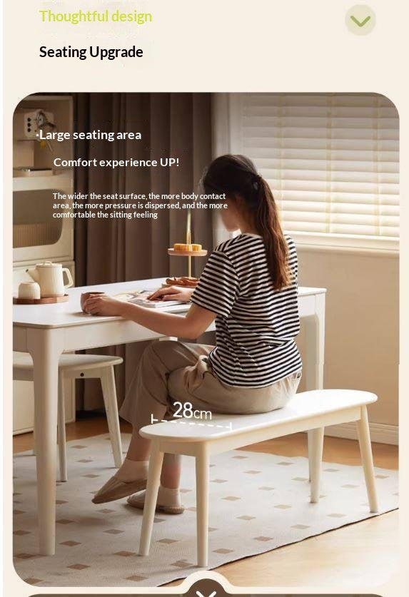 Solid Rubberwood French Cream Style  Long Bench