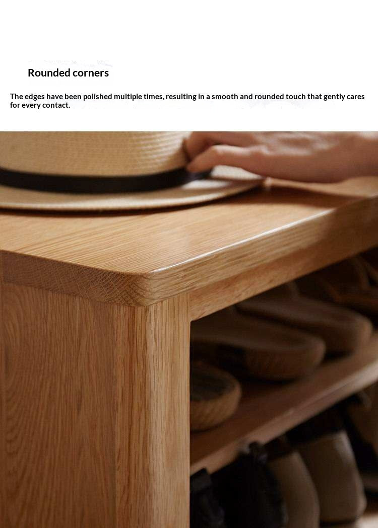 Oak Solid Wood Shoe Storage Bench