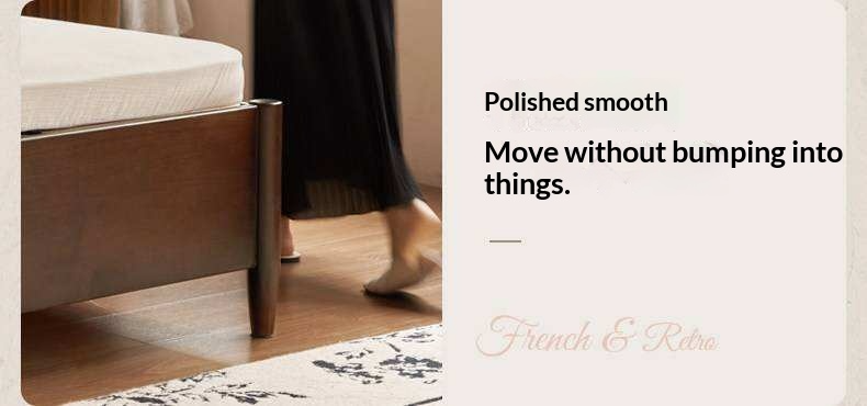 Poplar Solid Wood Bed with French Retro Style and Large Off-the-Floor Box Design