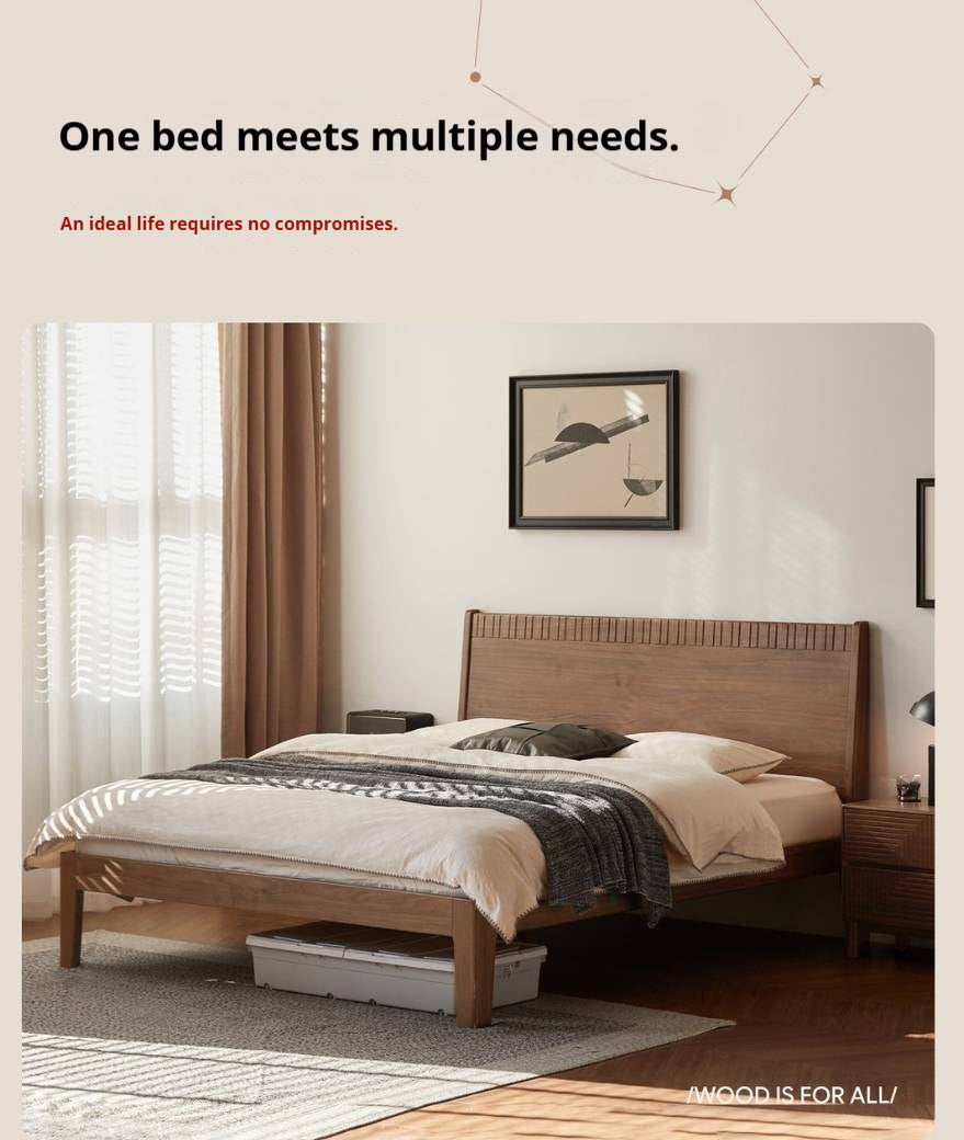 Black Walnut Solid Wood Modern Double Bed