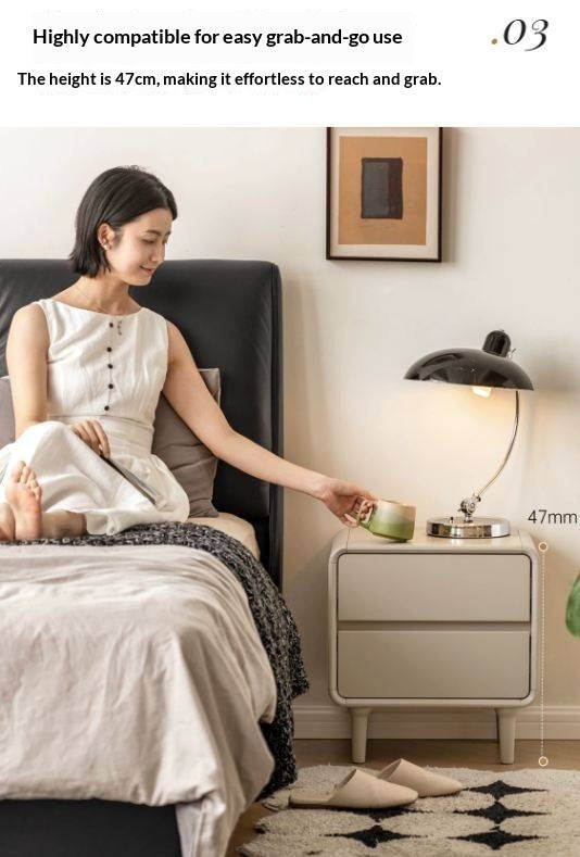 Solid RubberWood Nightstand Light Luxury.