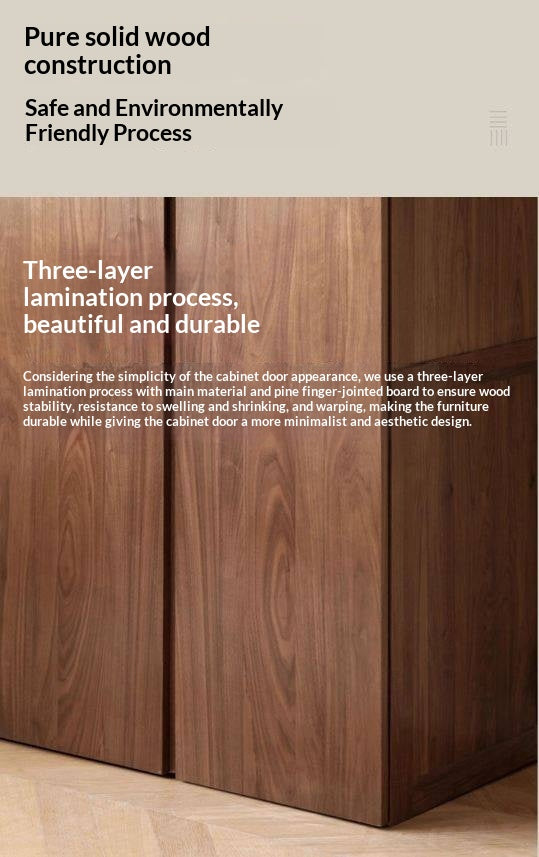 Black Walnut, Sandalwood Solid Wood Modern Style Wardrobe