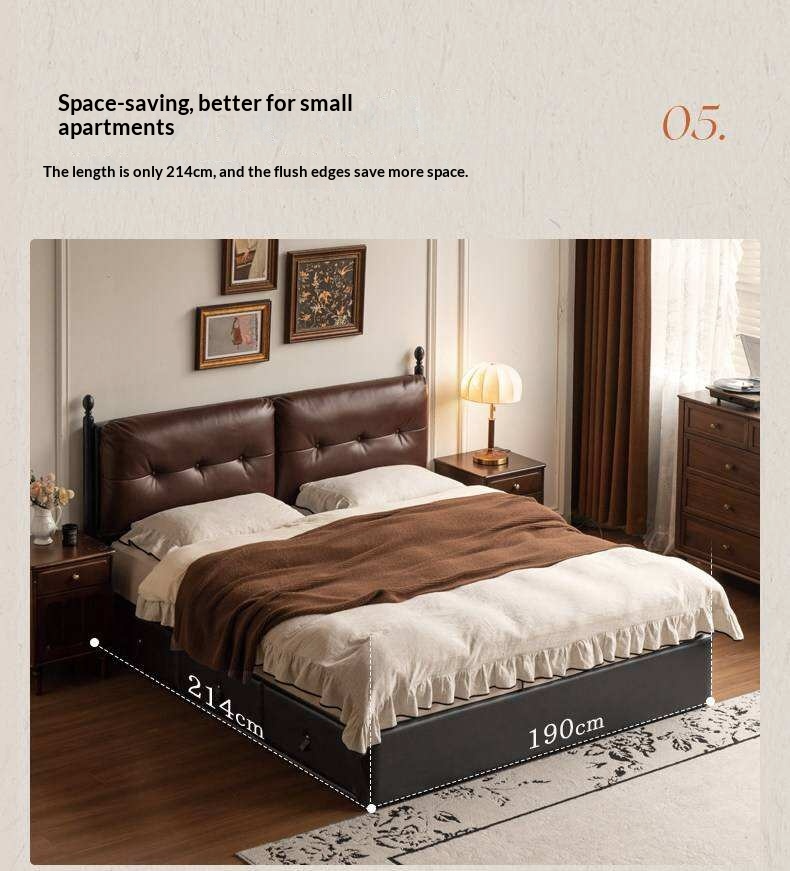 Genuine Leather Luxury Storage Bed with Lift-Up Storage Box Bed
