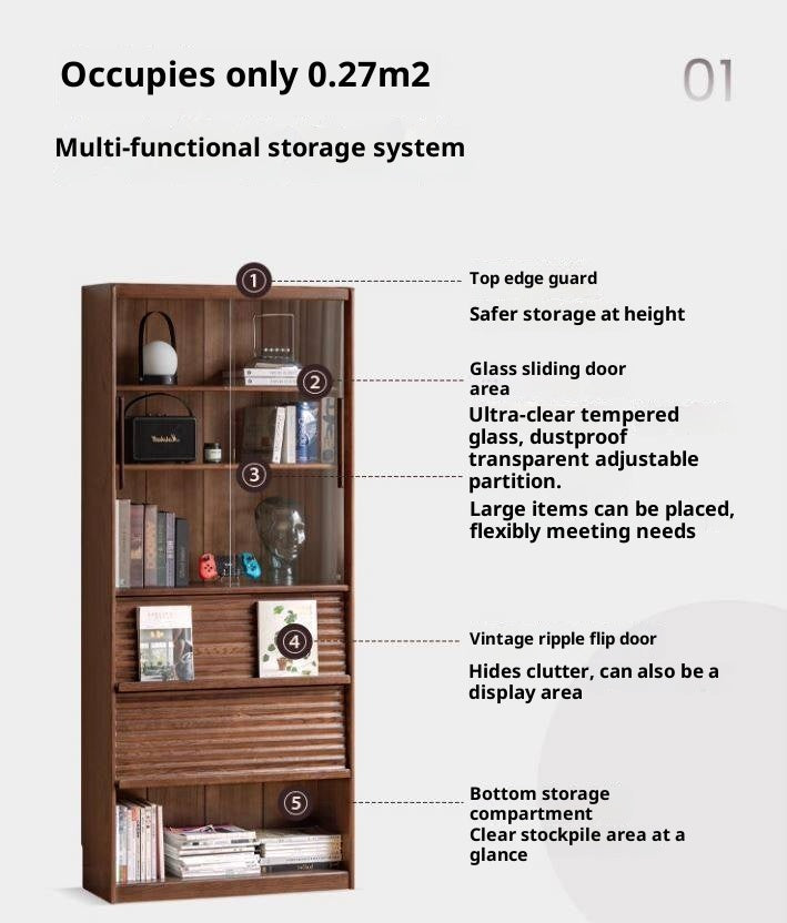 Oak Solid Wood Dustproof Bookcase
