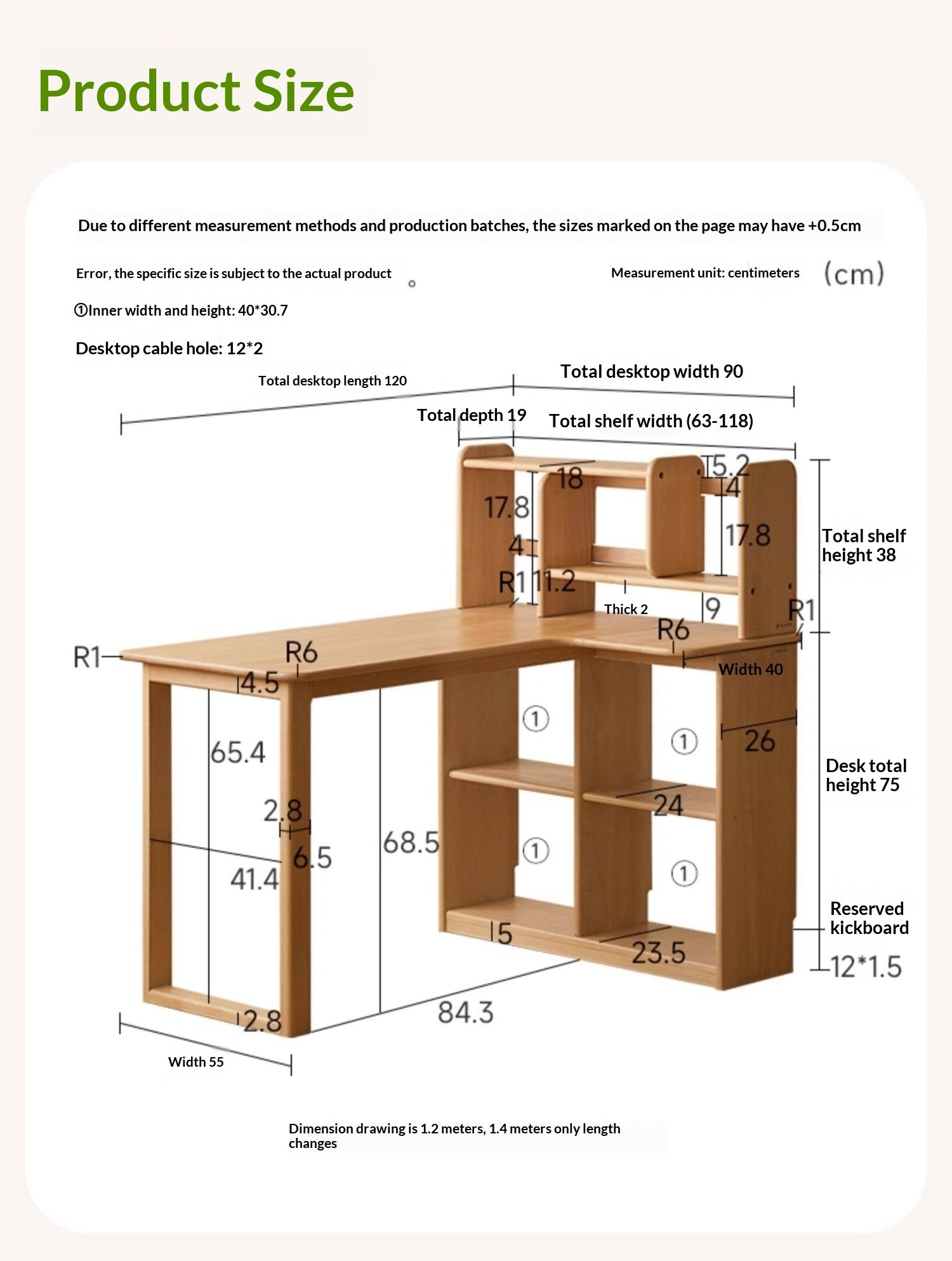 Beech Solid Wood Kids Corner Desk