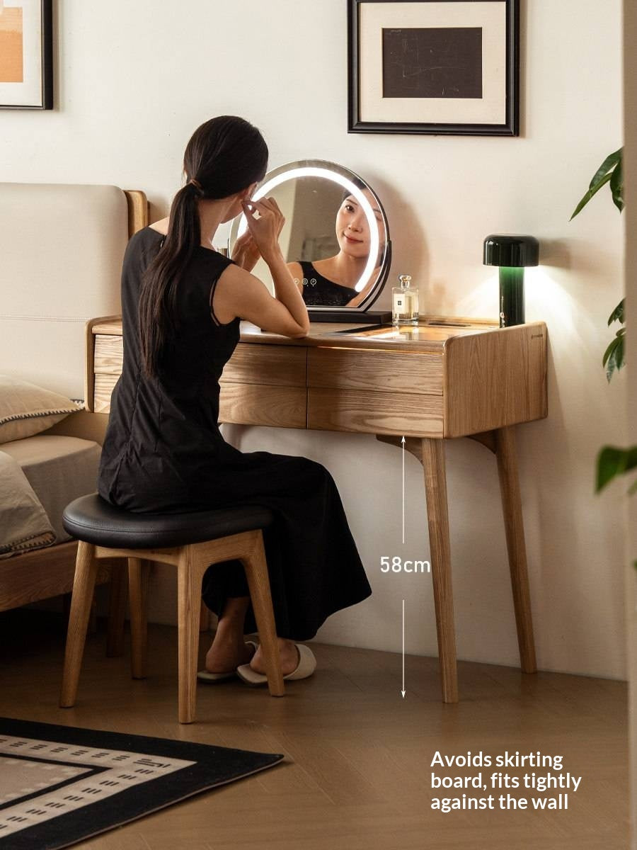 Oak Solid Wood Modern Minimalist Multifunctional Vanity Table