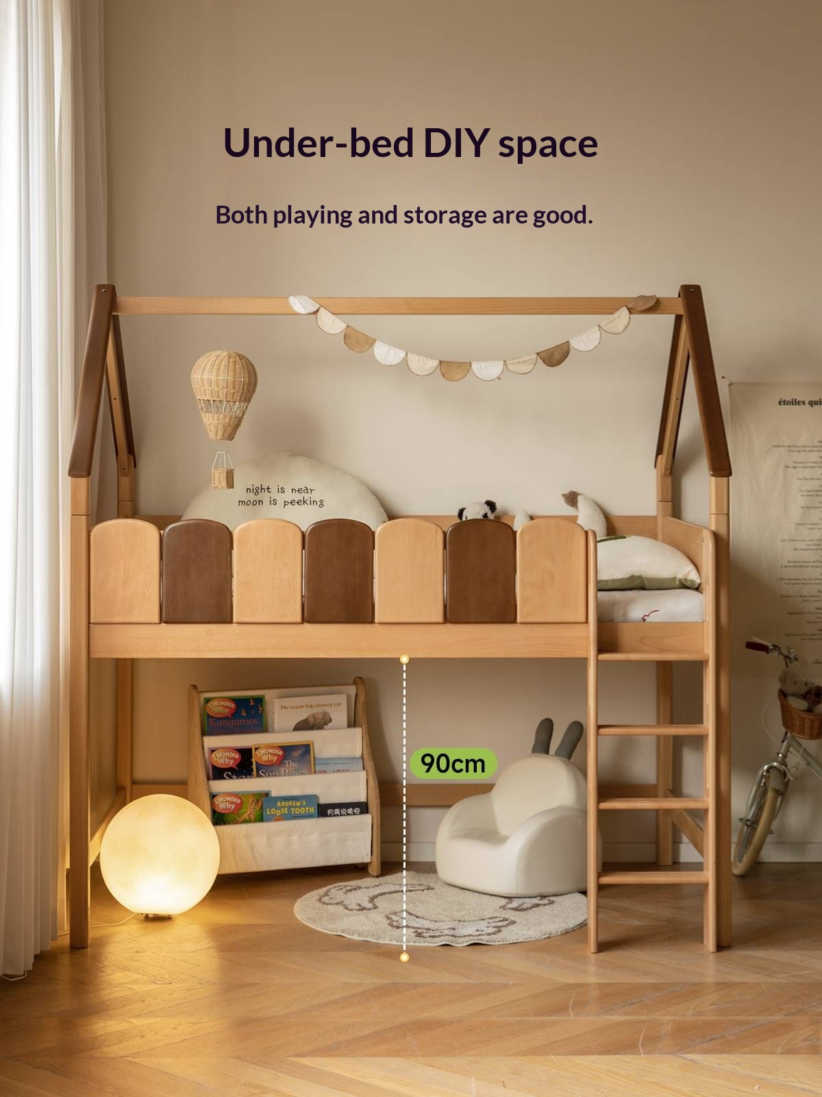 Beech Solid Wood Children's Treehouse Bed Multifunctional Loft Bed