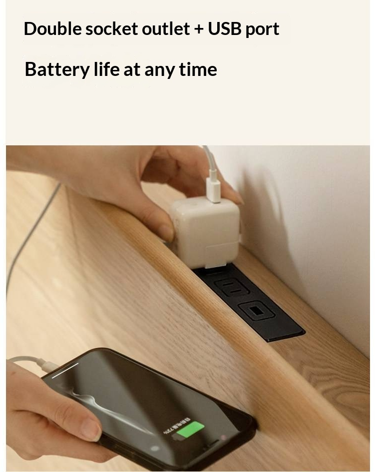 Ash Solid Wood Floating Bed — Large Slab, Simple Modern Design