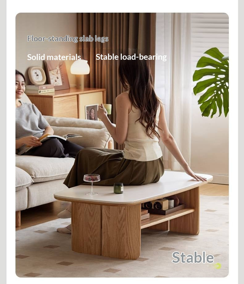 Oak Solid Wood Modern Slab Coffee Table