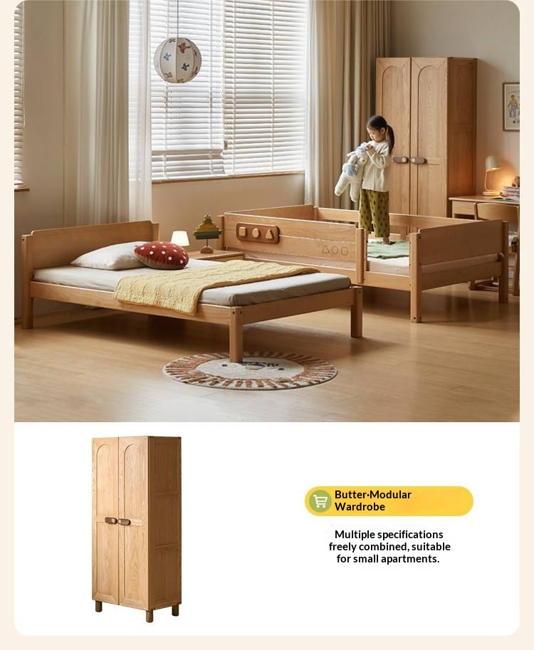 Beech Solid Wood Convertible Bunk Bed with Storage Drawers