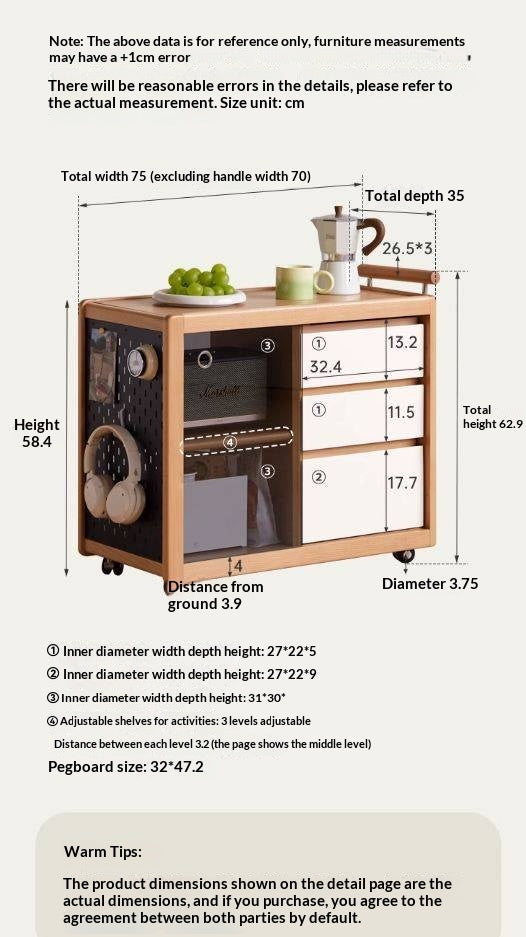 Beech Solid Wood Modern Corner Mobile Side Table