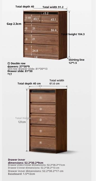 Black Walnut Solid Wood Nine-Drawer Chest