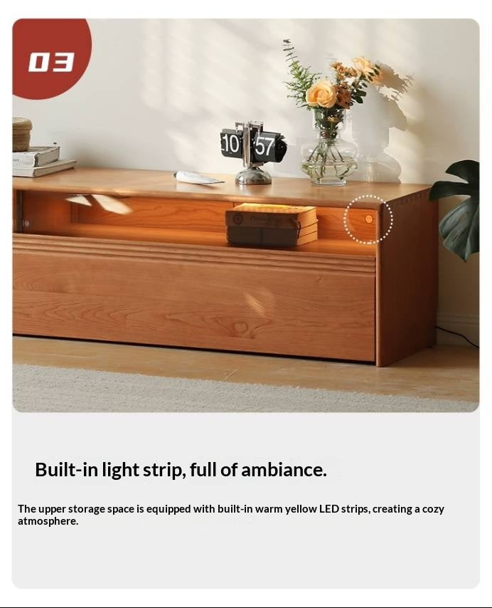 Cherry Solid Wood Floor TV Cabinet