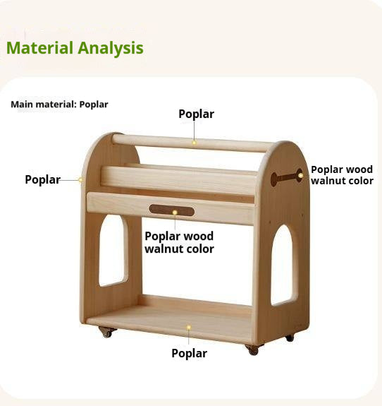 Poplar Solid Wood Movable Kids Cabinet