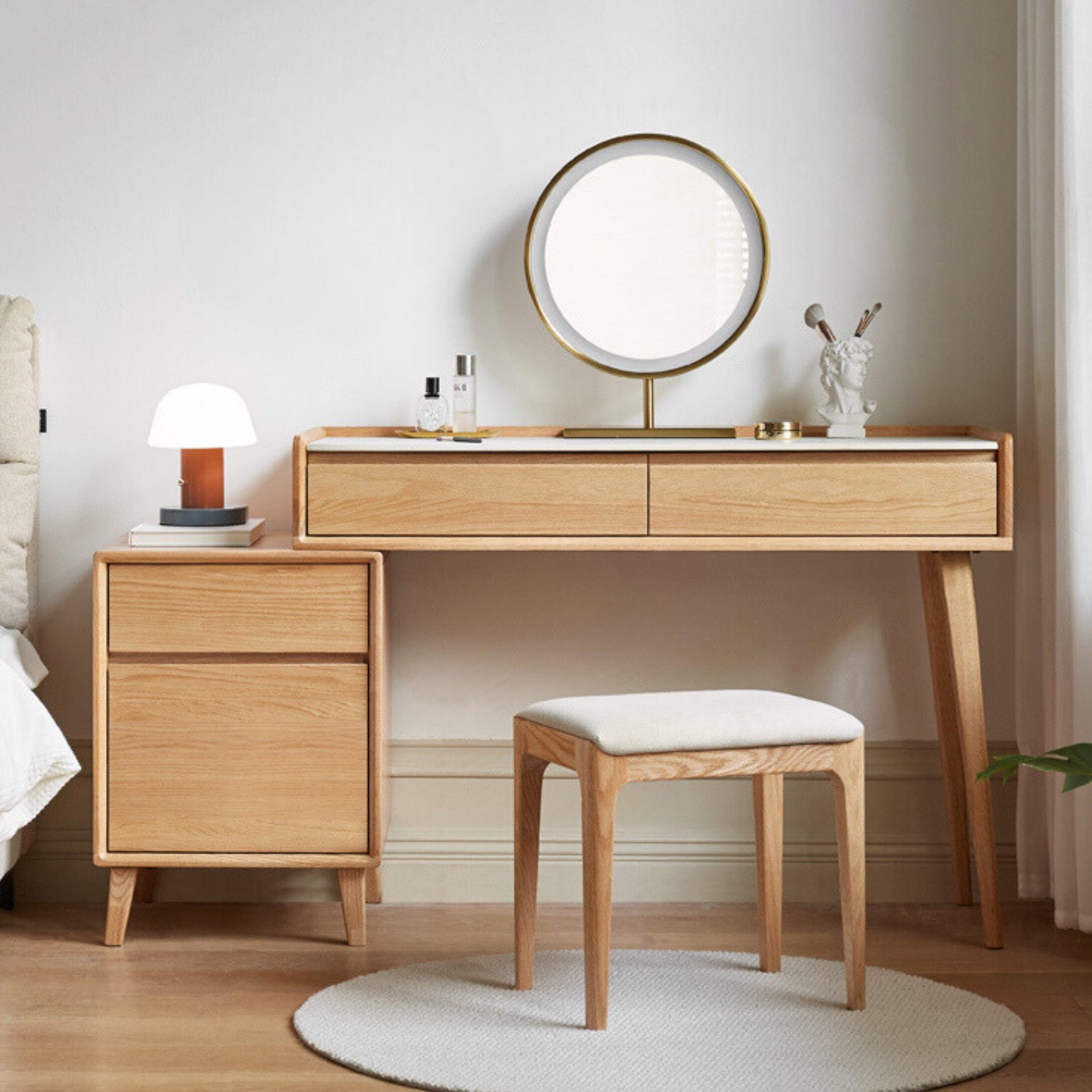 Oak solid wood Modern Simple Rock Board Dressing Table