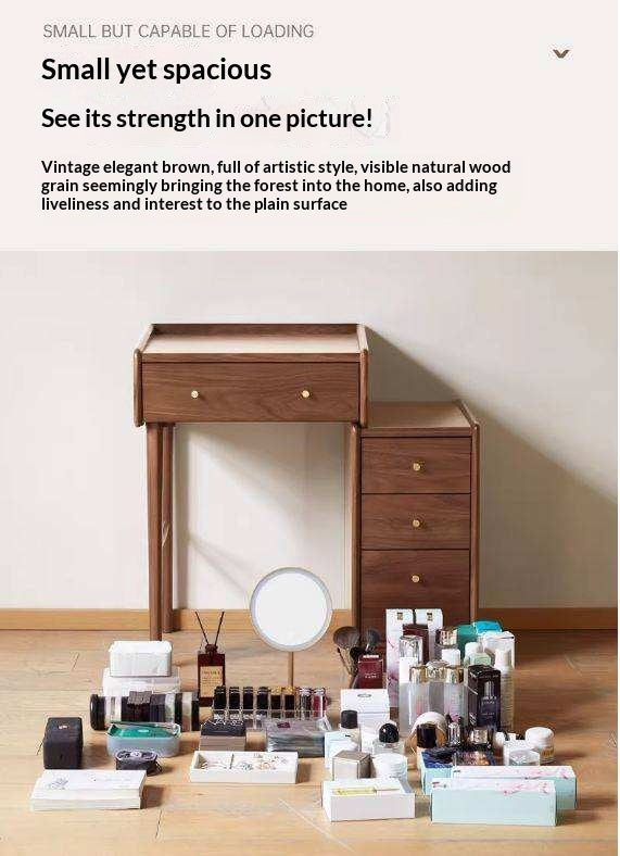 Black Walnut Solid Wood Vanity Table Cabinet Integrated.