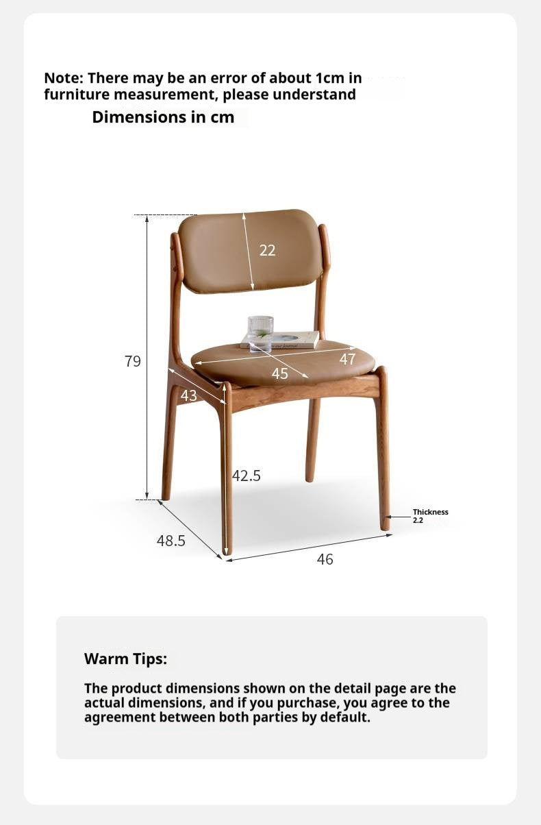 Set 4 pcs Cherry Solid Wood Vintage Dining Chairs Soft Bags Backrests