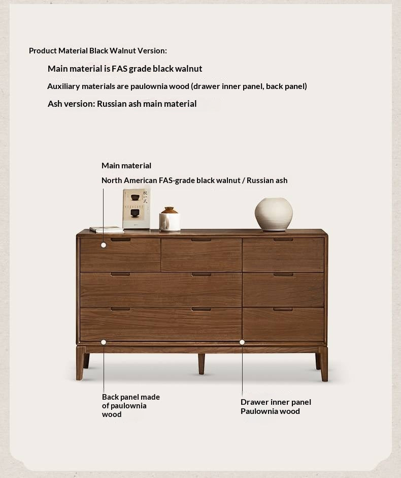 Ash Solid Wood Storage Cabinet Against the Wall