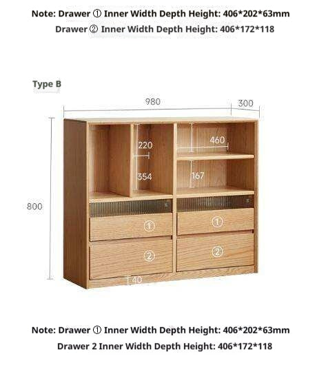 Oak Solid Wood Modern Bookcase.