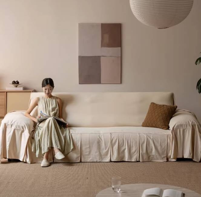 100% Cotton Sofa Cover, All-Season Washable Slipcover, Breathable Dustproof Sofa Protector