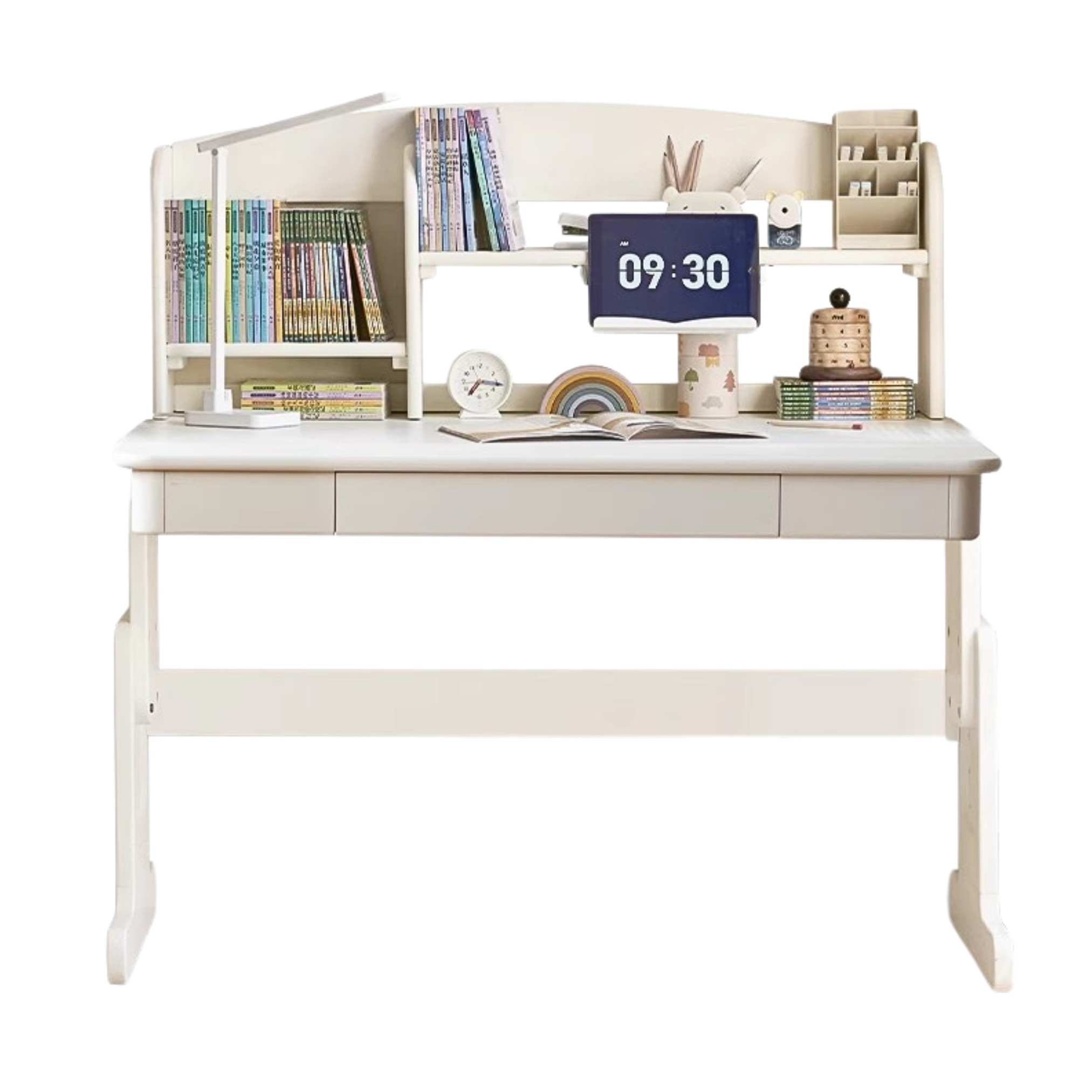 Beech Solid wood lift study desk  adjustable white children's desk