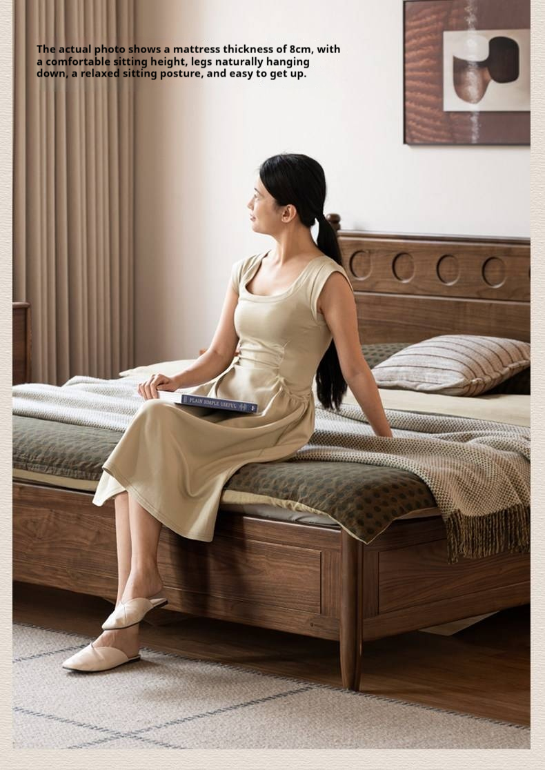 Black Walnut Solid Wood Box Bed — Italian Light Luxury Fully Openable Bed