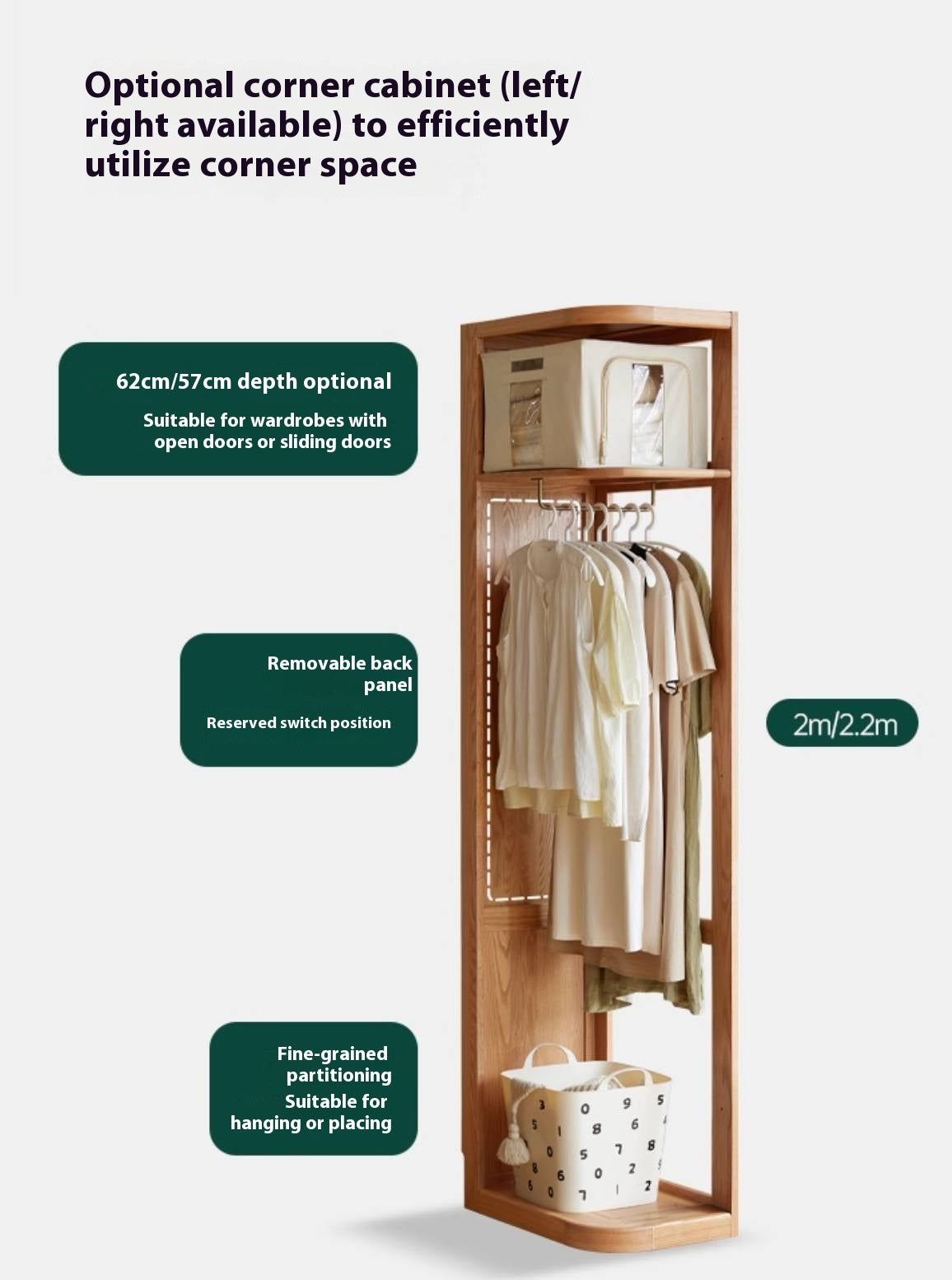 Oak, Ash Solid Wood Wardrobe With Sliding Doors