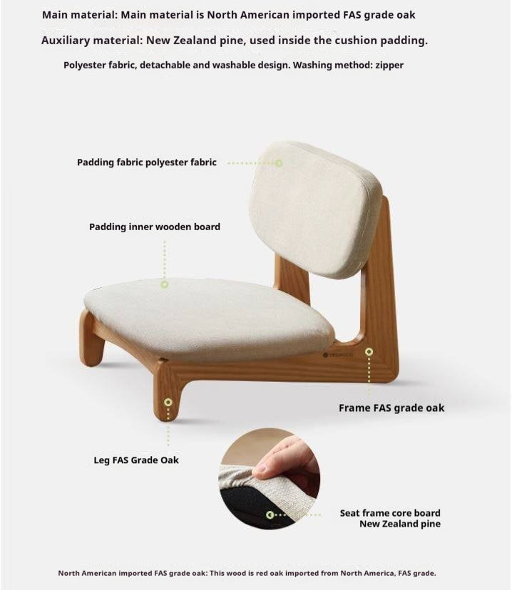 Oak Solid Wood Tea Chair Japanese Style